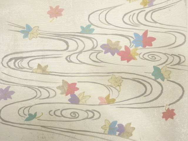 JAPANESE KIMONO / ANTIQUE NAGOYA OBI / SILK / SHELL INLAY / TATSUTAGAWA